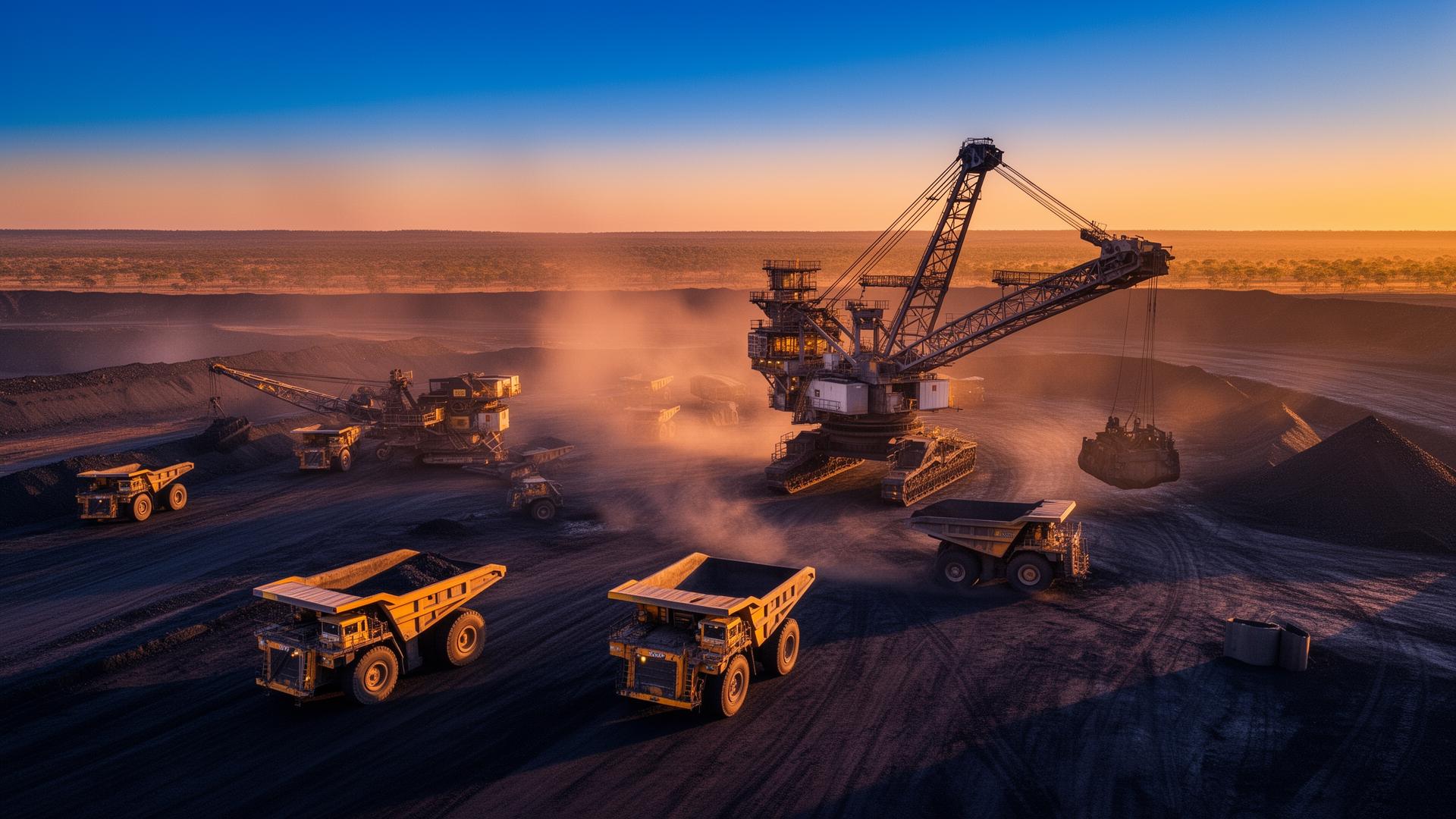 Aerial view of an Australian resources operation at golden hour
